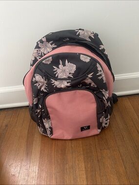 Roxy Pink and Black Floral Daypack